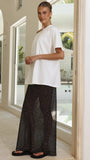Elena Top and Maxi Skirt Set White Black Polka