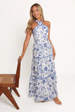 Fernanda Halterneck Maxi Dress Blue Tropical