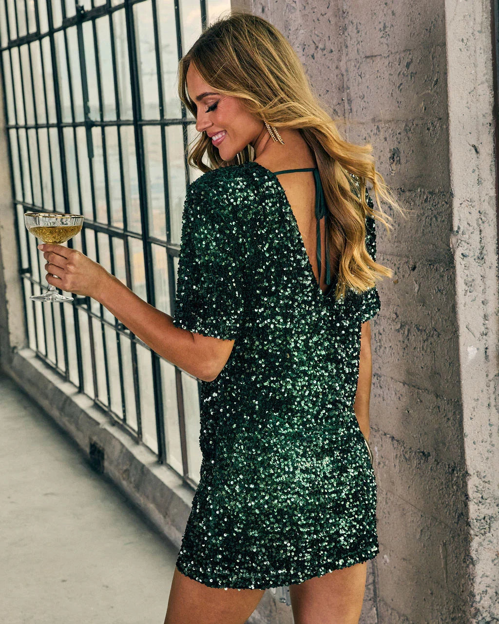Light The Night Sequin Mini Shirt Dress