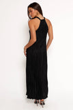 Melody Plisse Halter Maxi Dress Black
