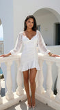 Nerano Lace Ruffle Asymmetric Mini Dress White