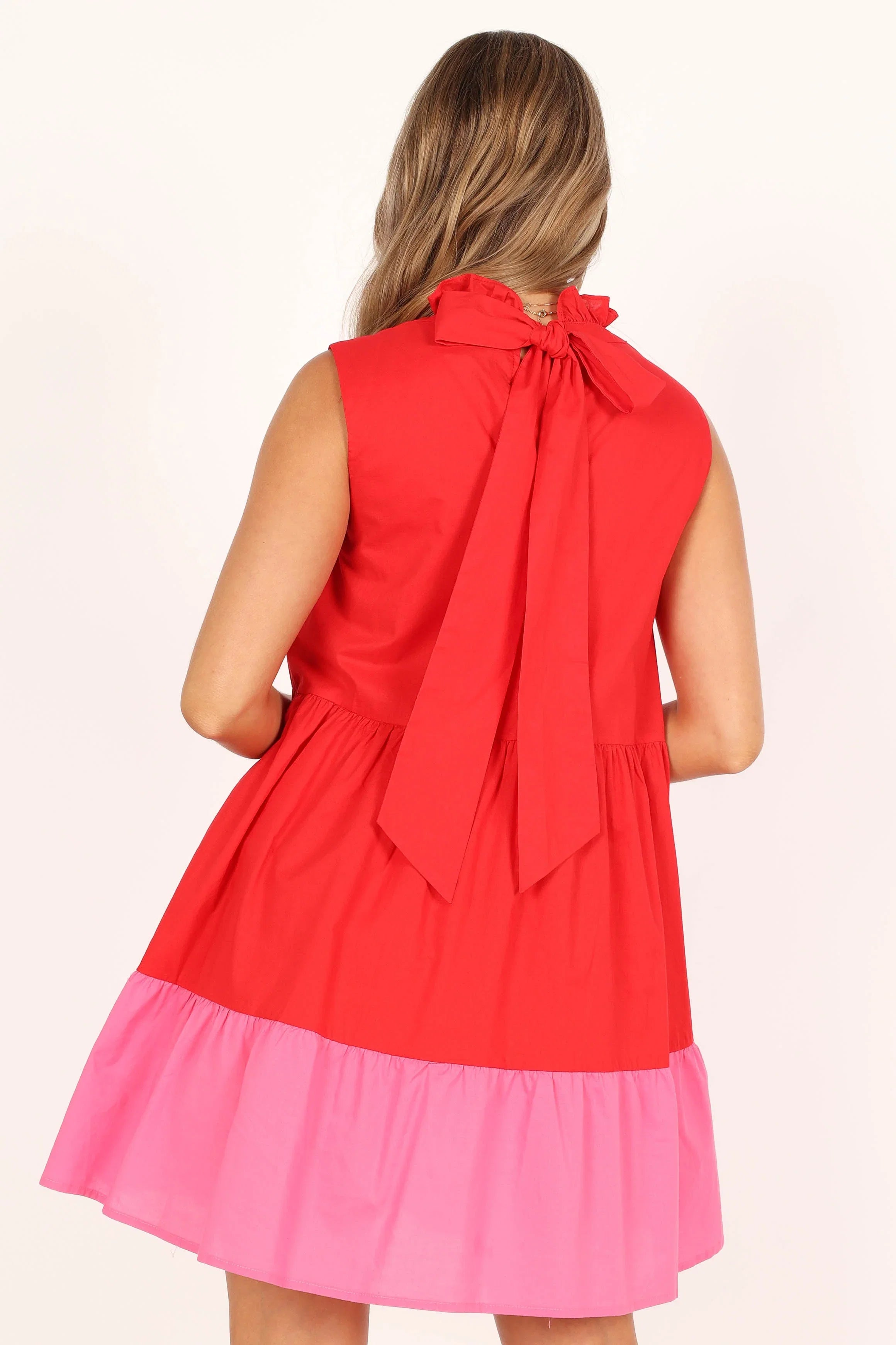 Bradshaw Tiered Mini Dress Red Pink