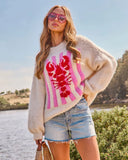 Darling Tide Striped Lobster Print Sweater