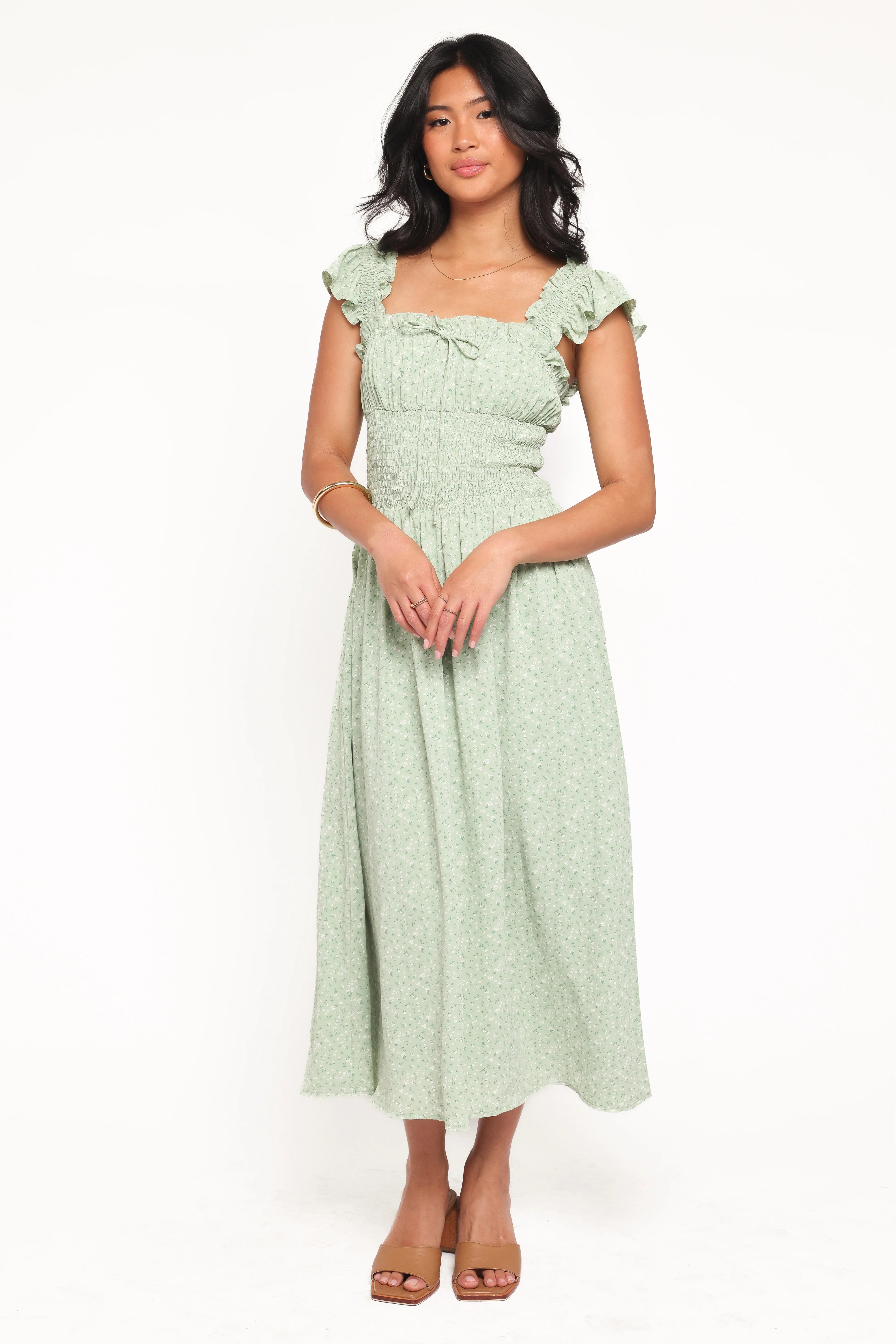 Bronte Midi Dress Green Floral