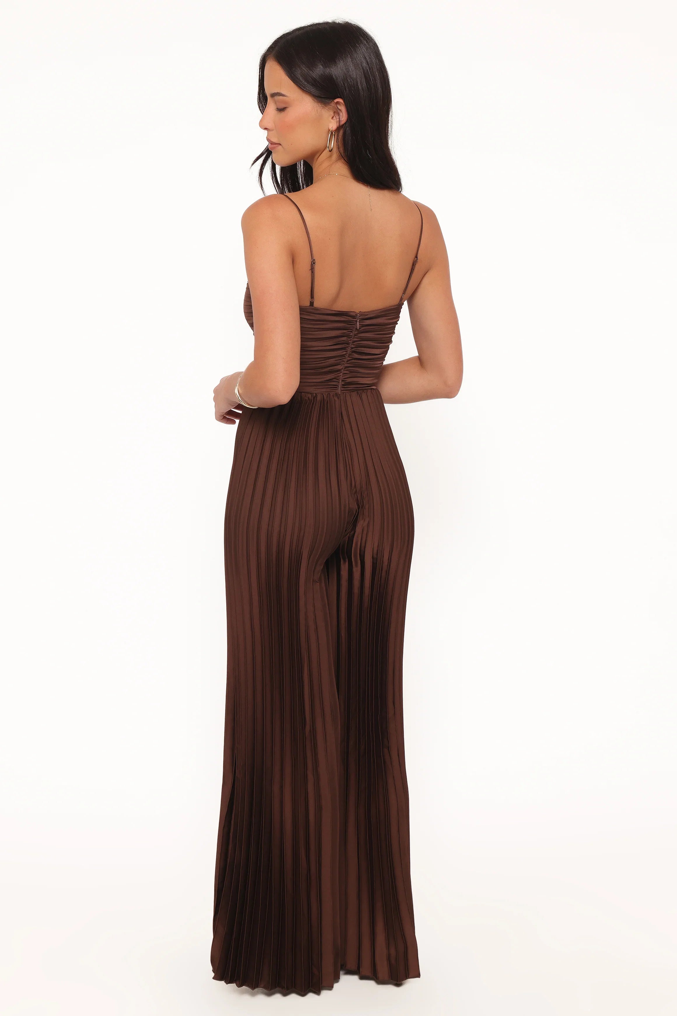 Angelique Pleated Jumpsuit Chocolate Brown