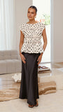 Kienna Top Cream Black Polka Dot