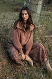 Hallow Collar Quarter Zip Sweater Brown