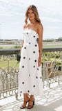 Tahlia Midi Dress White Polka Print