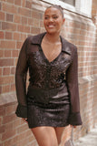Eliana Sheer Sequin Blouse Black