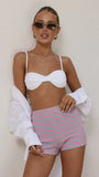 Malibu Mini Shorts Pink Blue Stripe