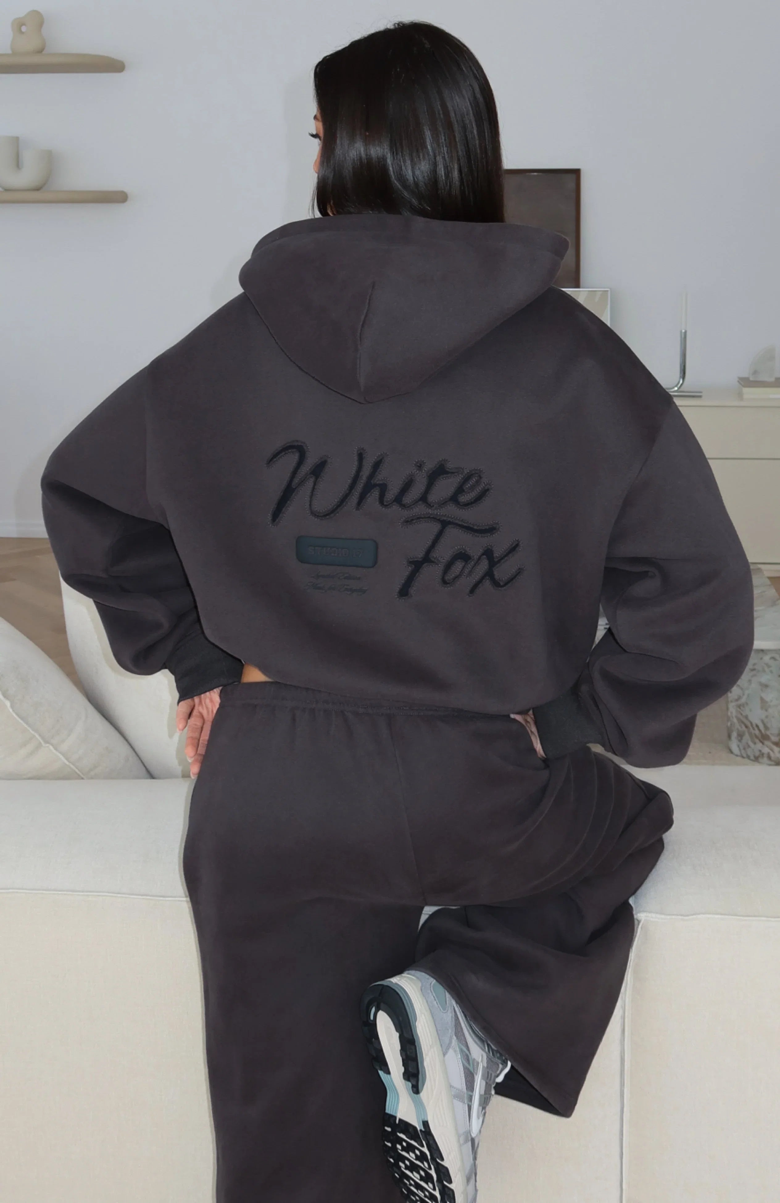 Studio 17 Willa Boxy Zip Front Hoodie Charcoal