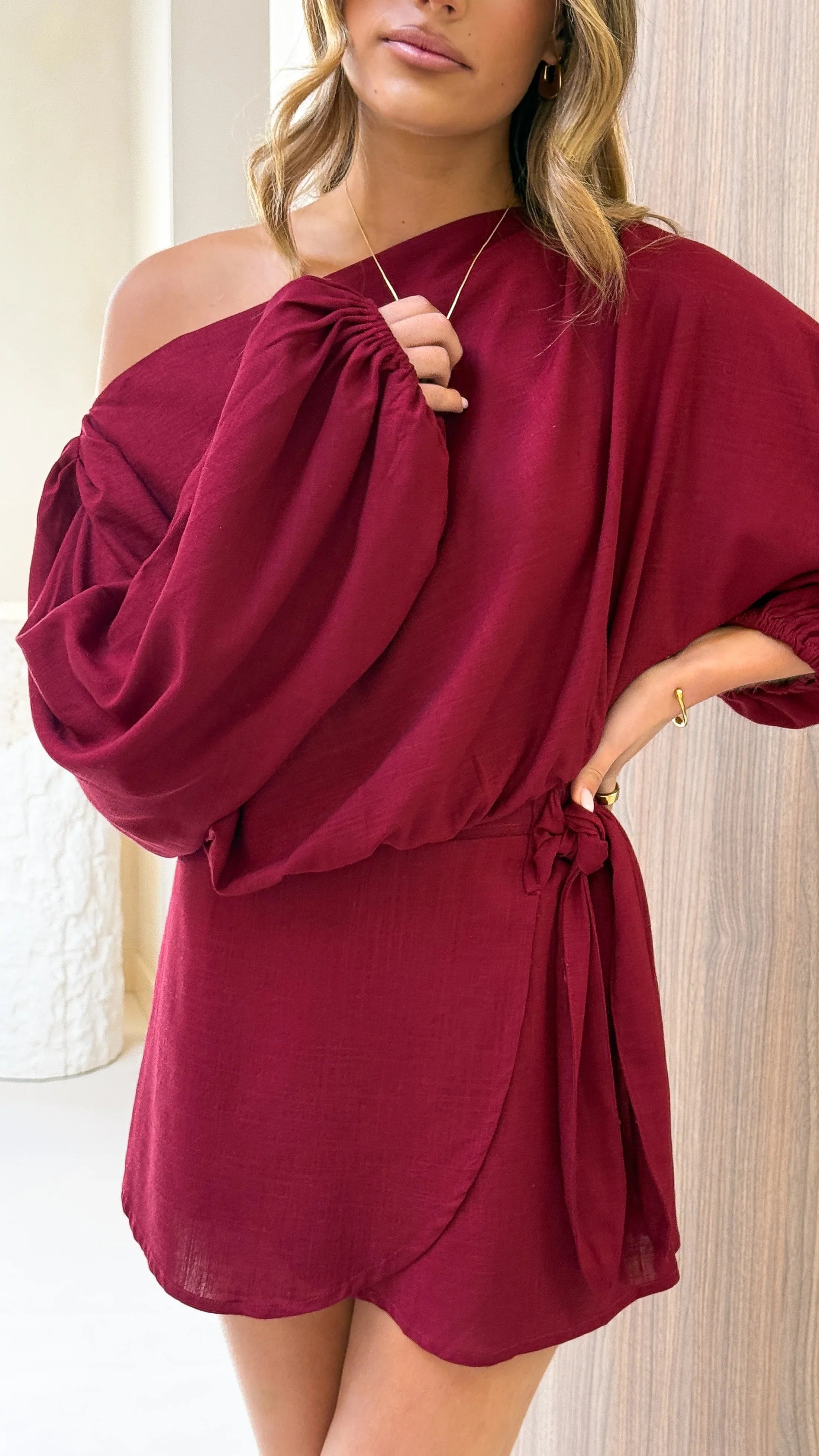Katara Off Shoulder Top Burgundy