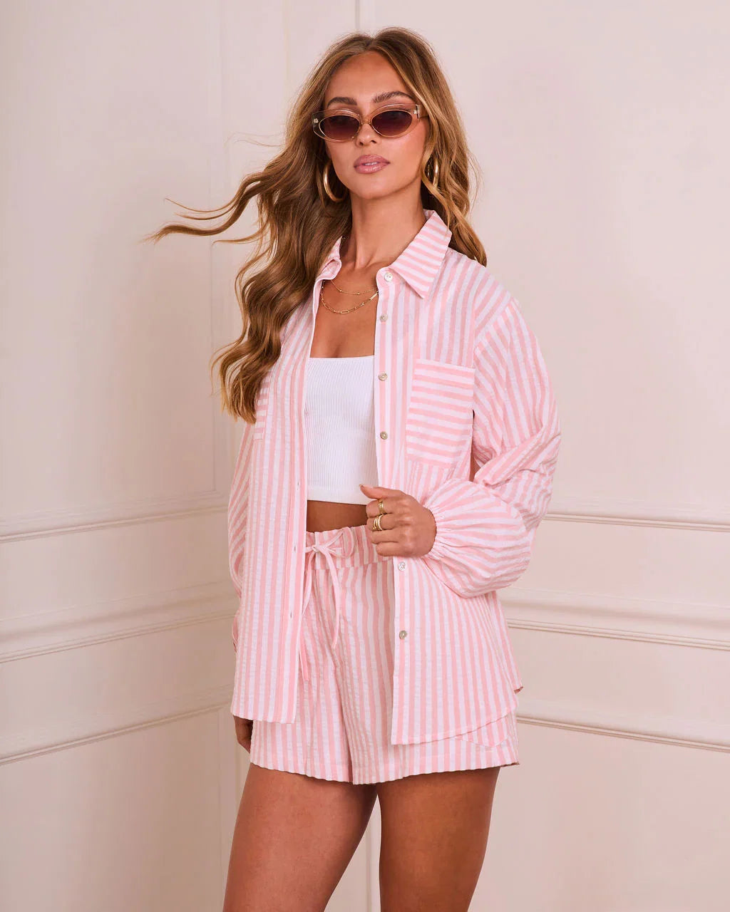 Sunny Plans Striped Button Down Top