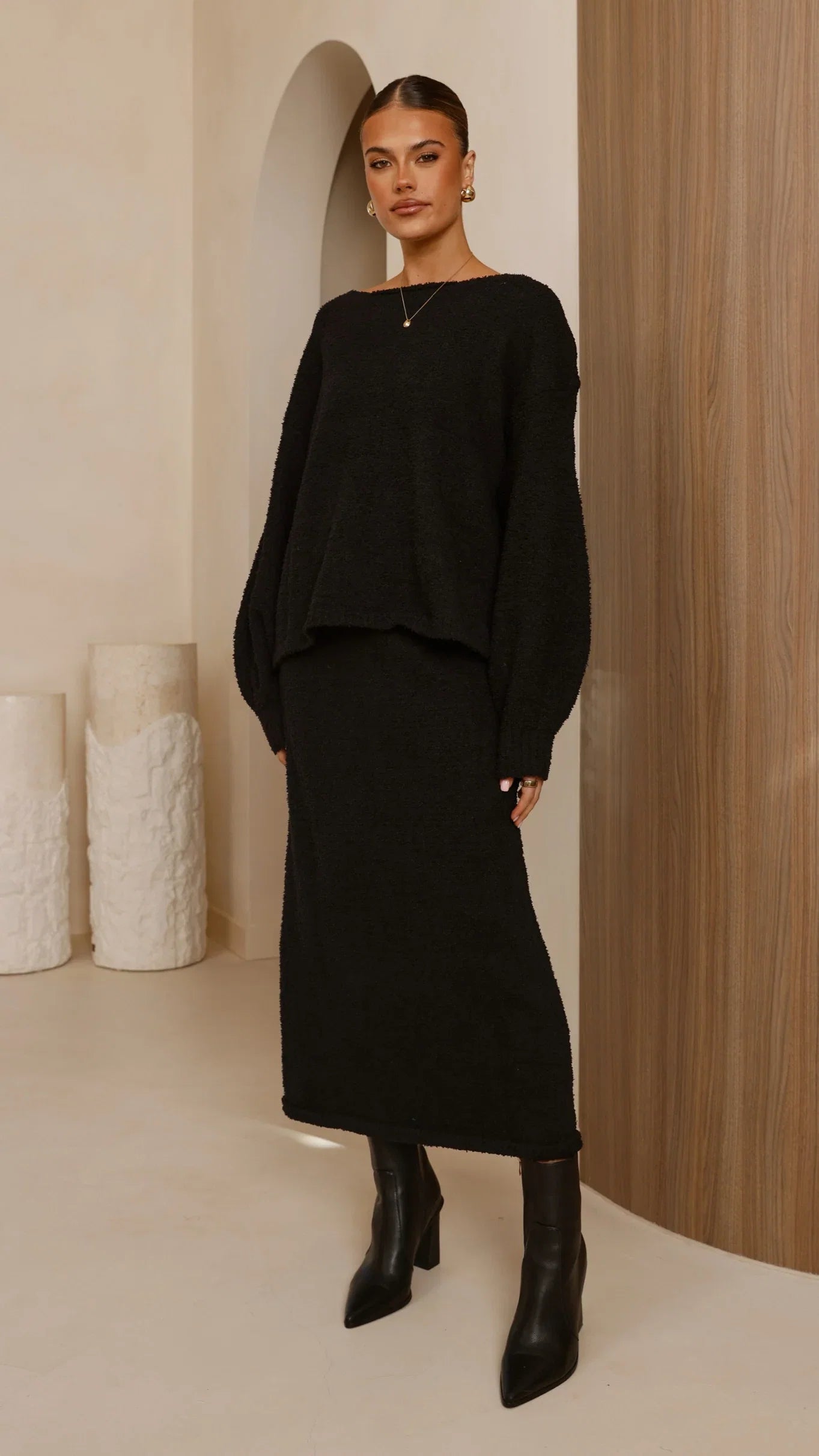 Cohen Knit Midi Skirt Black