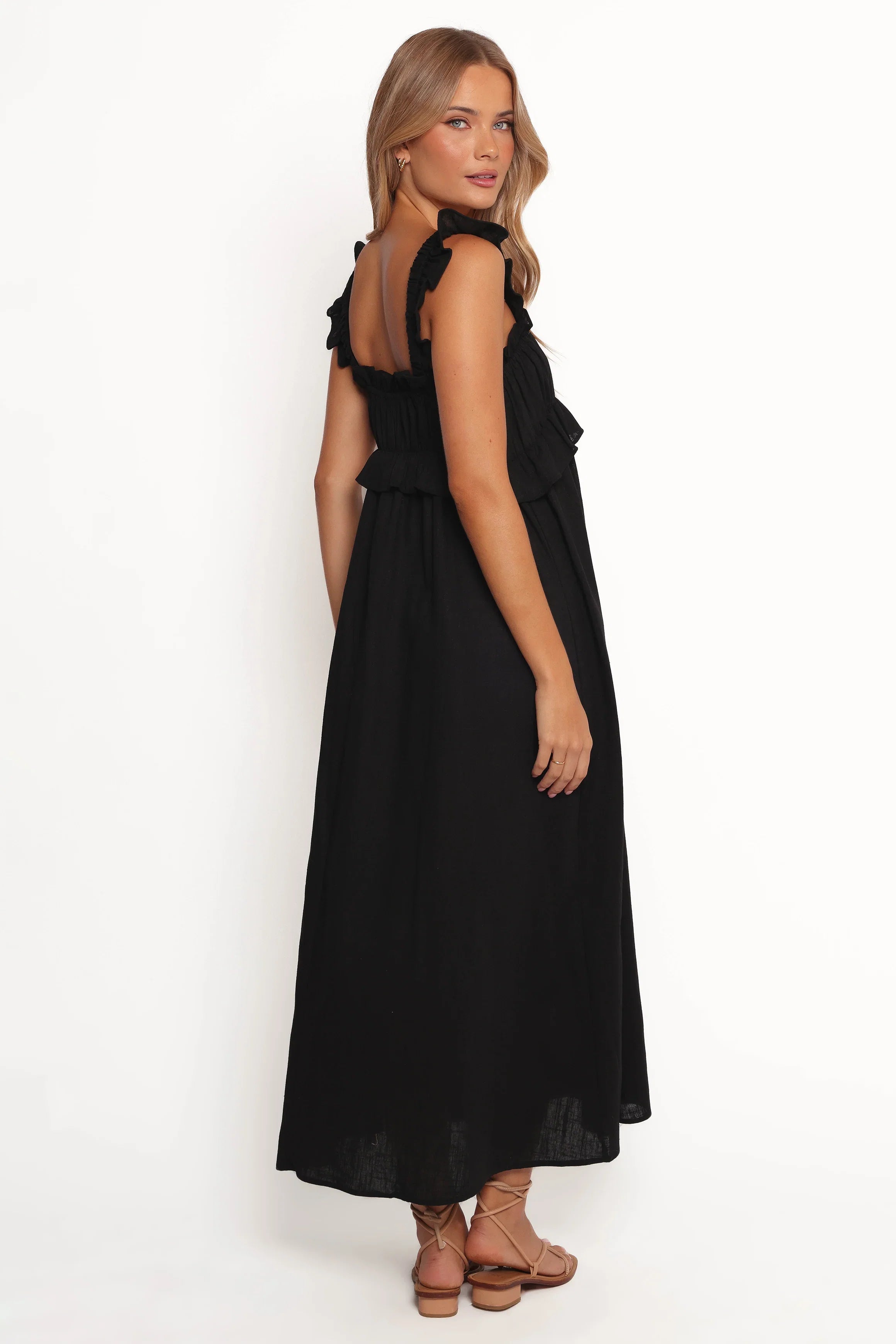 Ross Frill Strap Maxi Dress Black