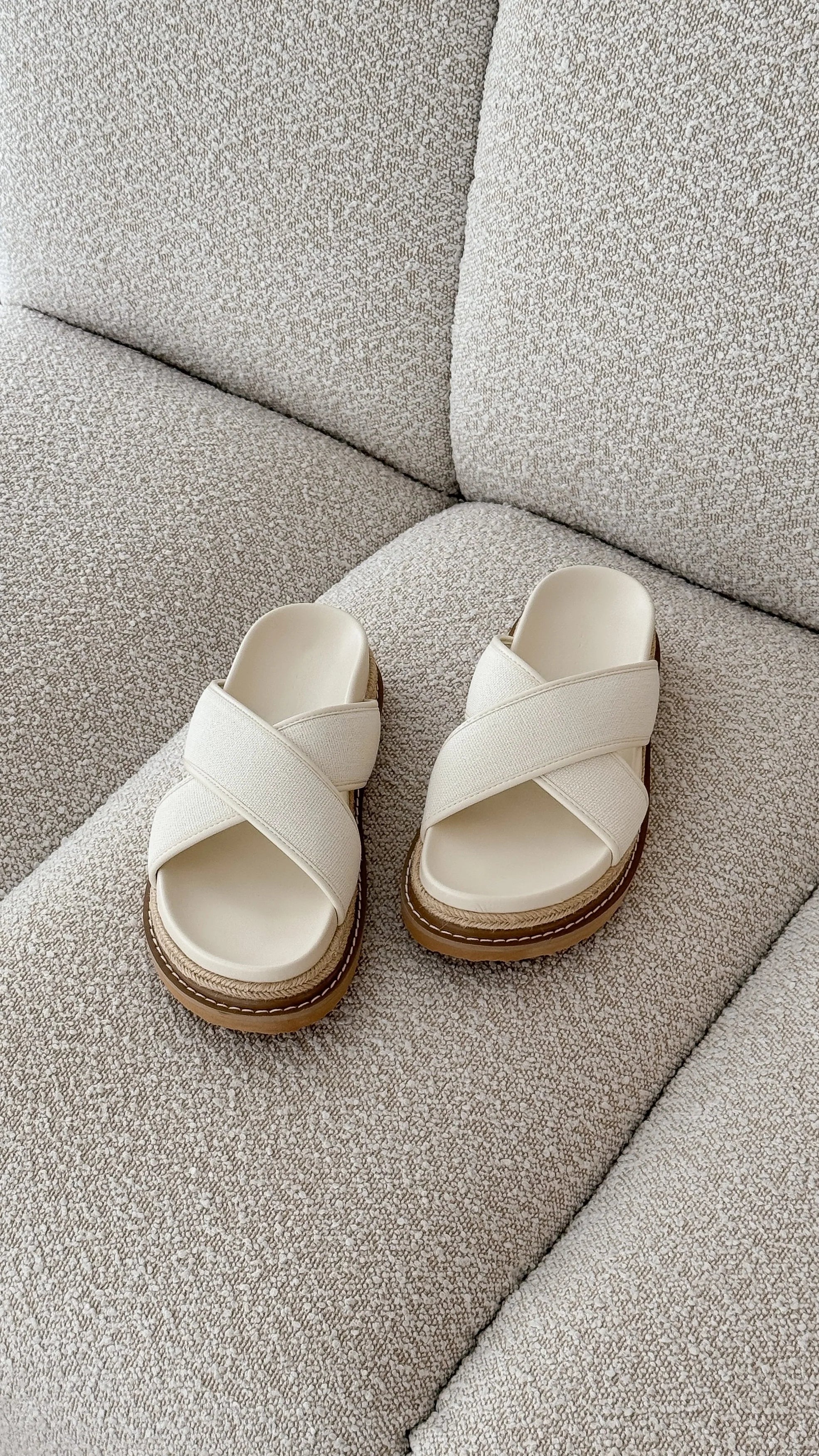 Aysha Slides Cream Linen