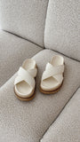 Aysha Slides Cream Linen