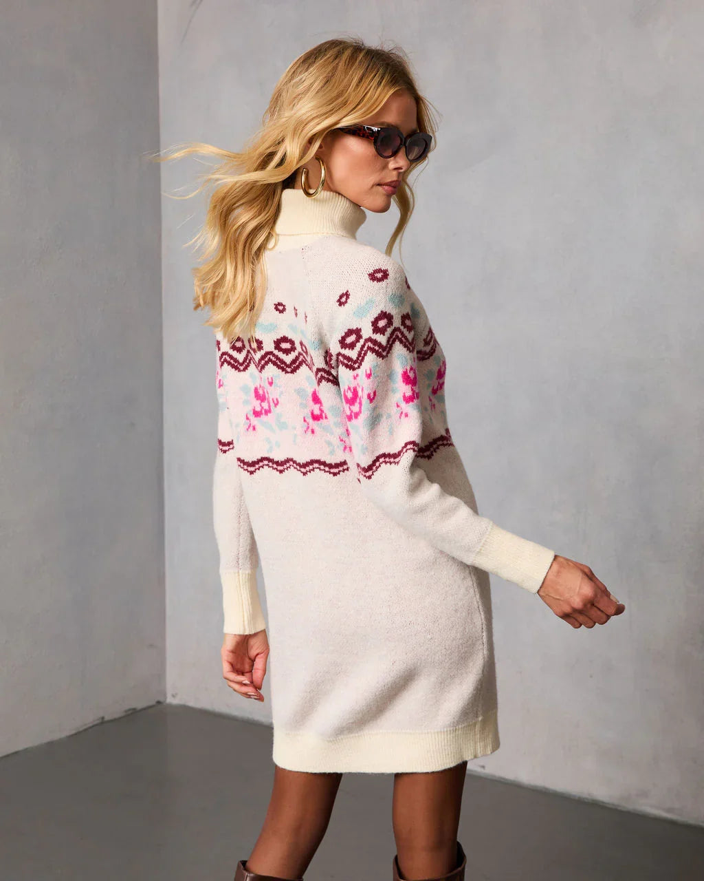 Frost Meadow Abstract Mini Sweater Dress