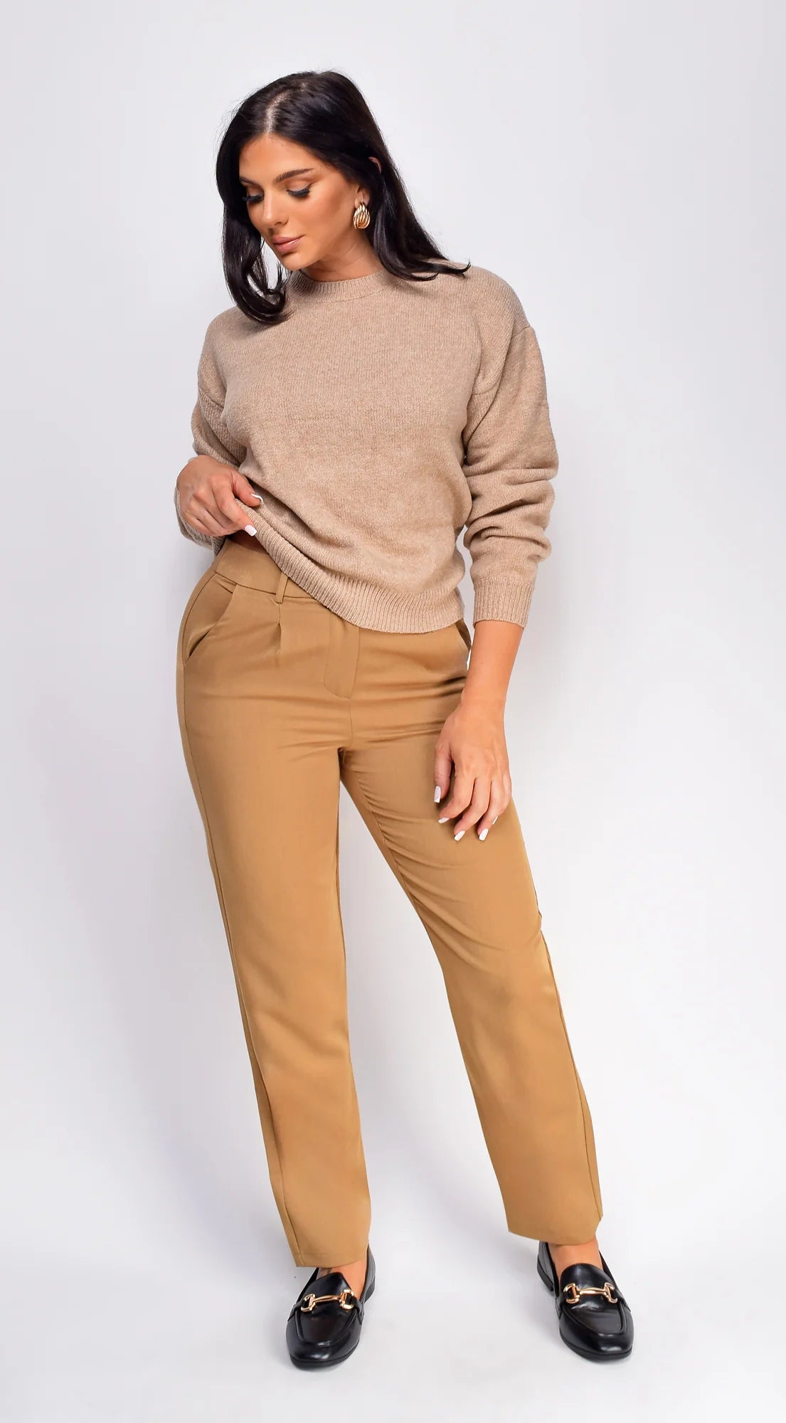 Aspen Twill Slim Fit Cropped Pants Beige