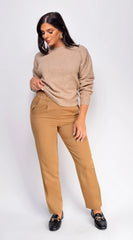 Aspen Twill Slim Fit Cropped Pants Beige