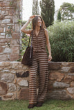 Juna Knitted Pant Set Brown Cream Stripe