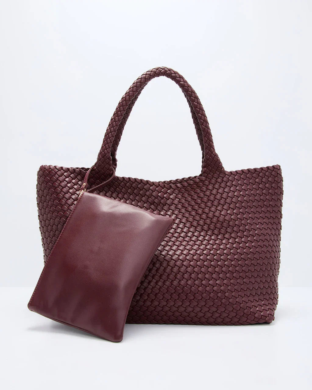At My Side Woven Leather Tote With Insert