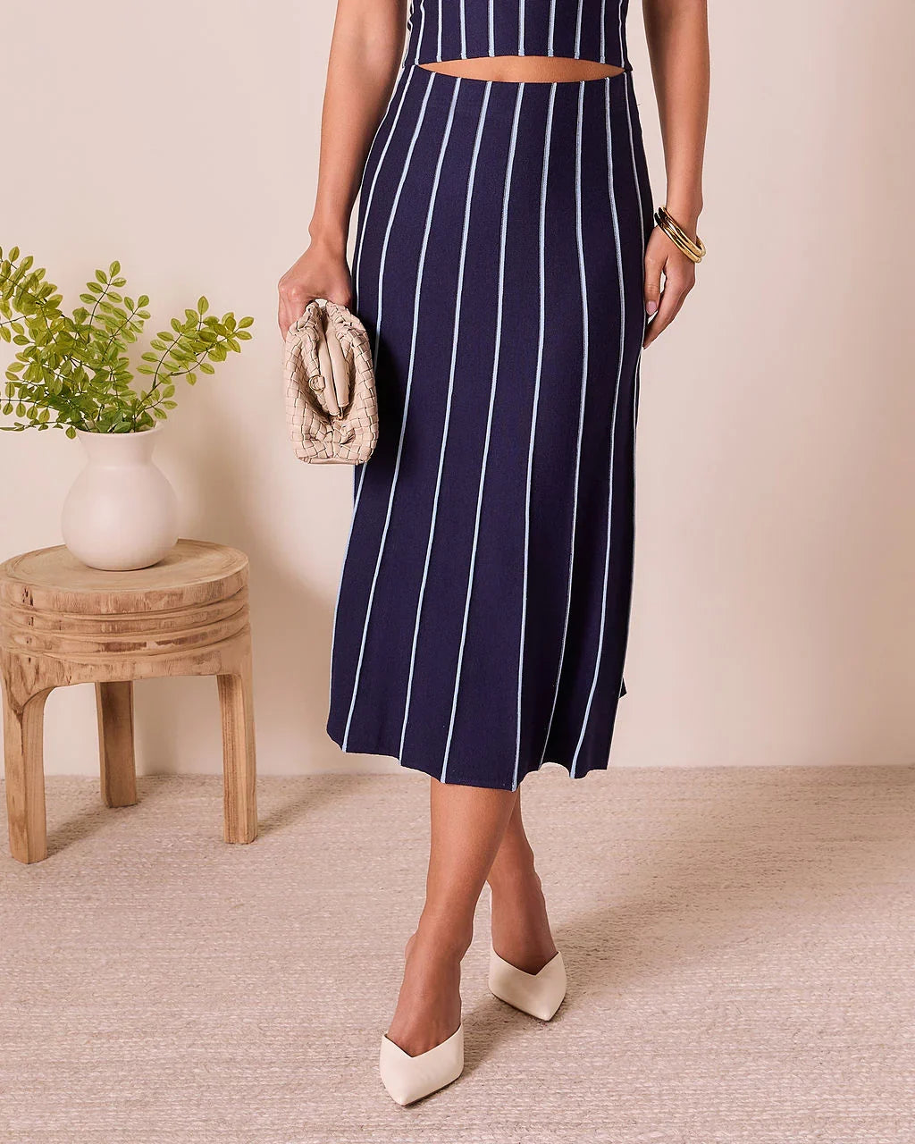 Ashlin Contrast Striped Maxi Skirt