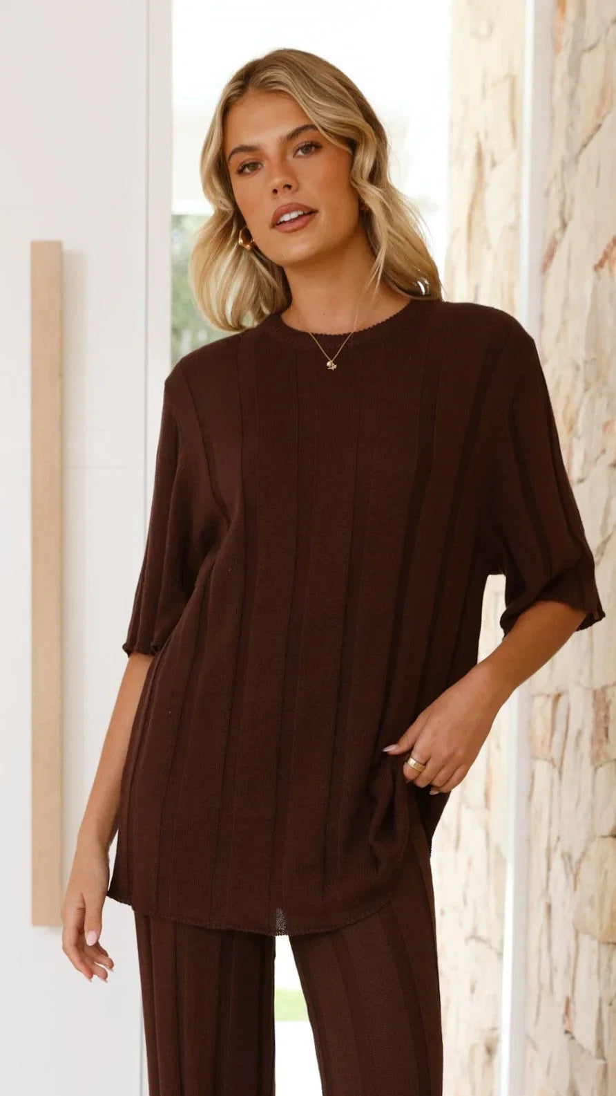Bayu Knit Top Brown
