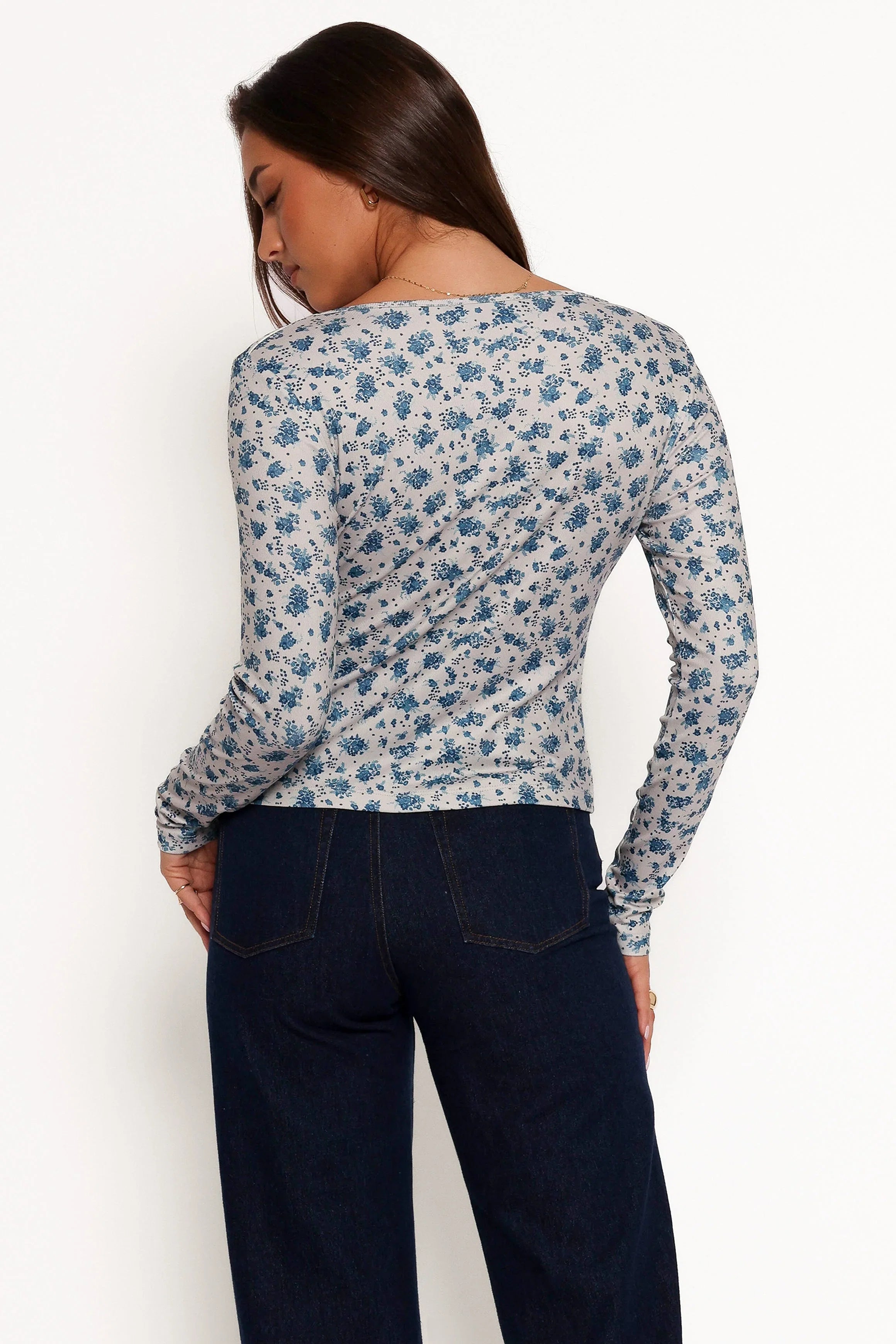 Keanu Long Sleeve Top Blue Floral
