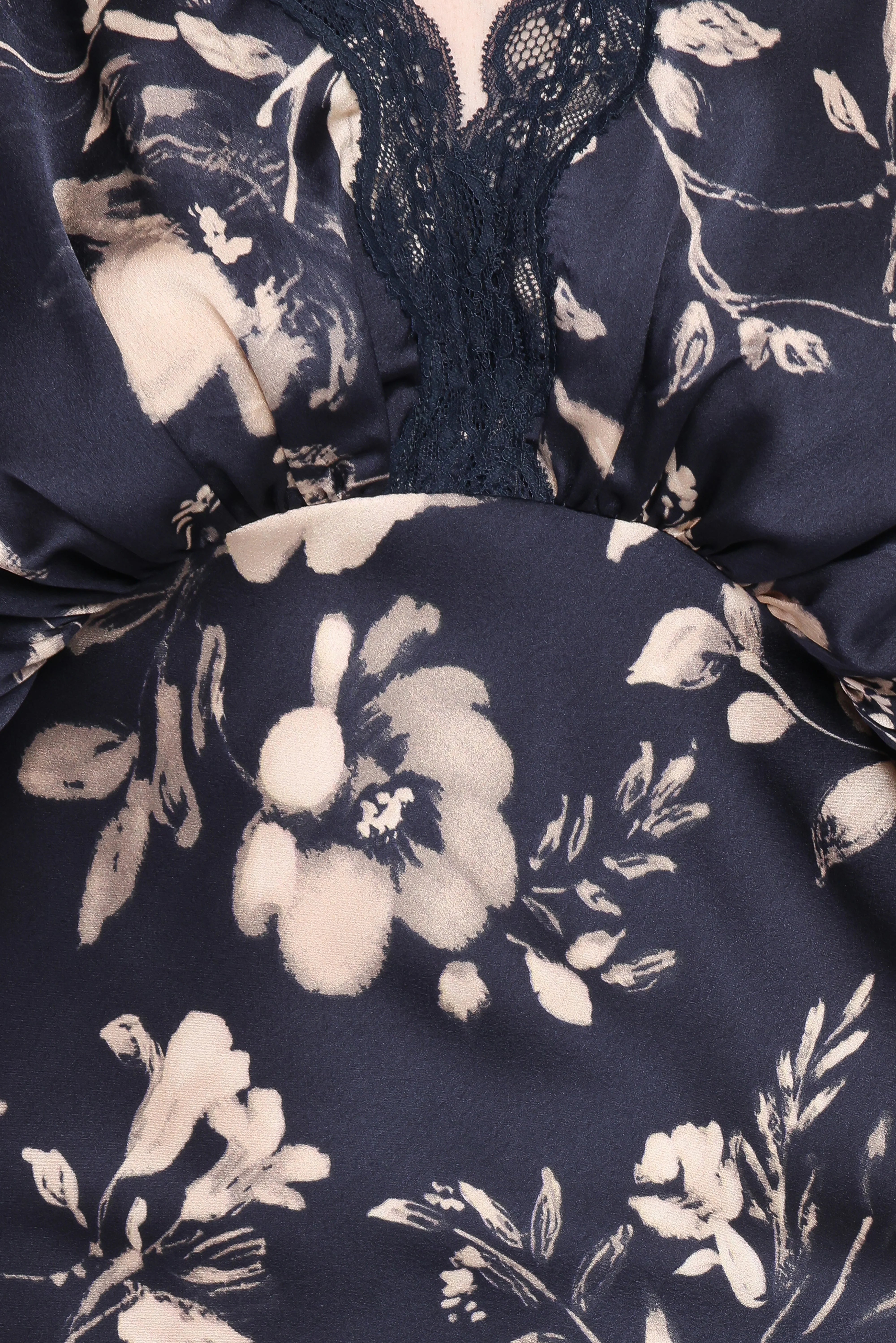 Laurent Midi Dress Navy Cream Floral