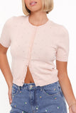 Monae Pointelle Button Up Top Pink