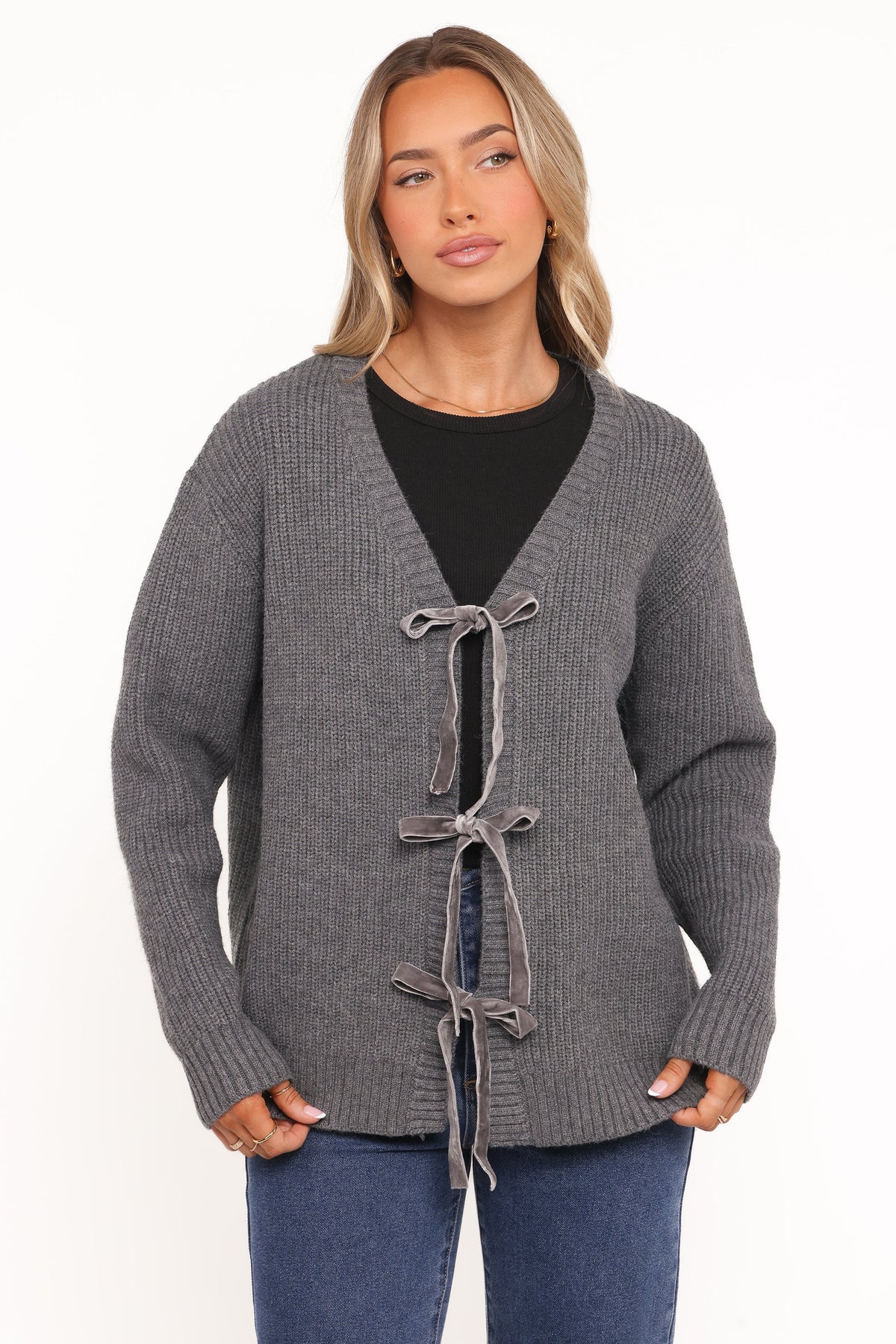 Hammond Tie Up Cardigan Grey