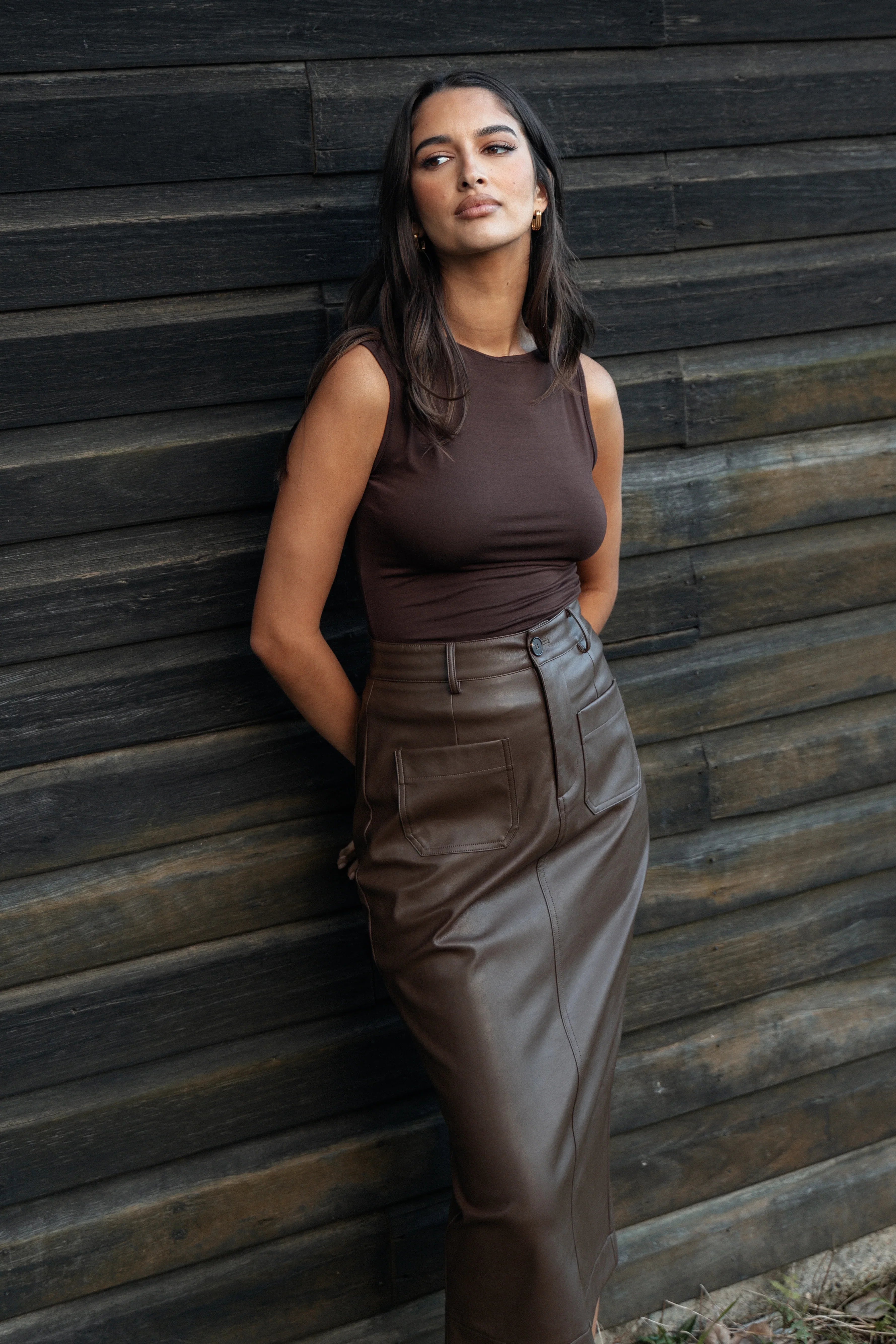 Colby Midi Skirt Brown