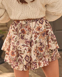 Fallen Leaf Printed Mini Skort