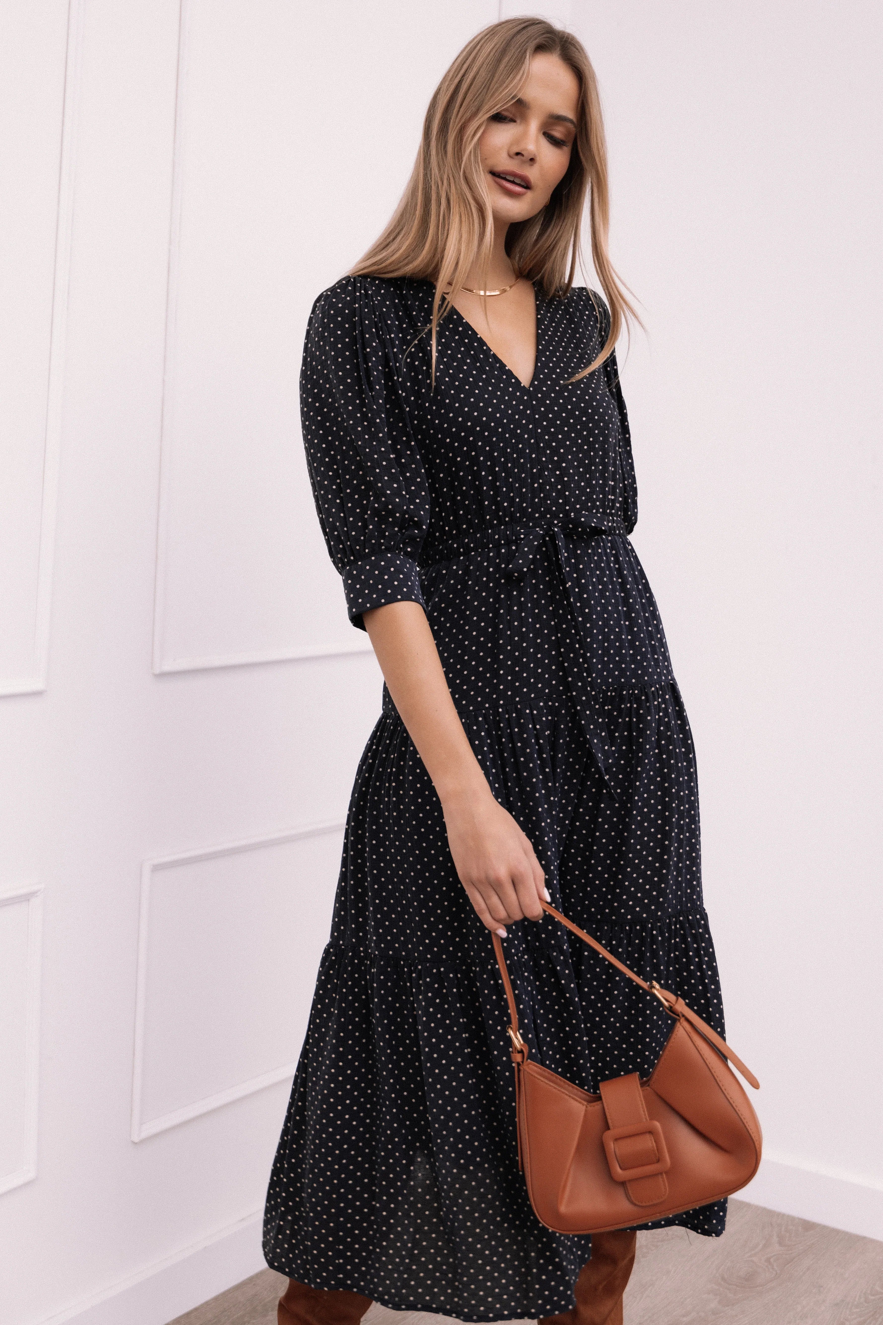 Moscow Midi Dress Black Polka Dot