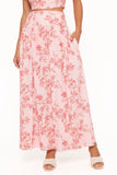 Tyler Drop Waist Maxi Skirt Rose Pink Floral