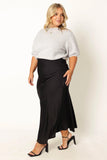 Nellie Satin Midi Skirt Black