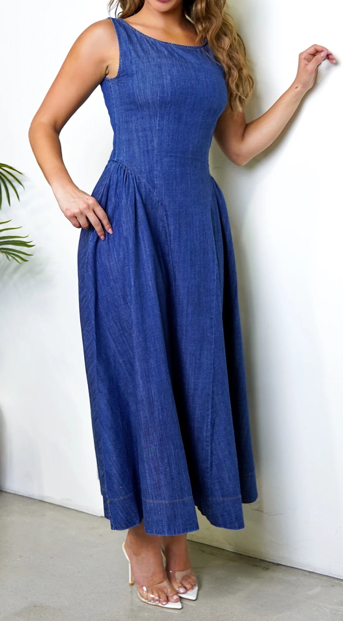 Rim Denim Maxi Dress Blue