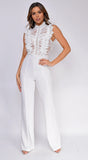 Vanna Crochet Flared Leg Jumpsuit White