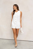 Velvette Mini Button Down Dress White