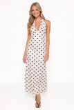 Adora Halterneck Maxi Dress White Polka Dot