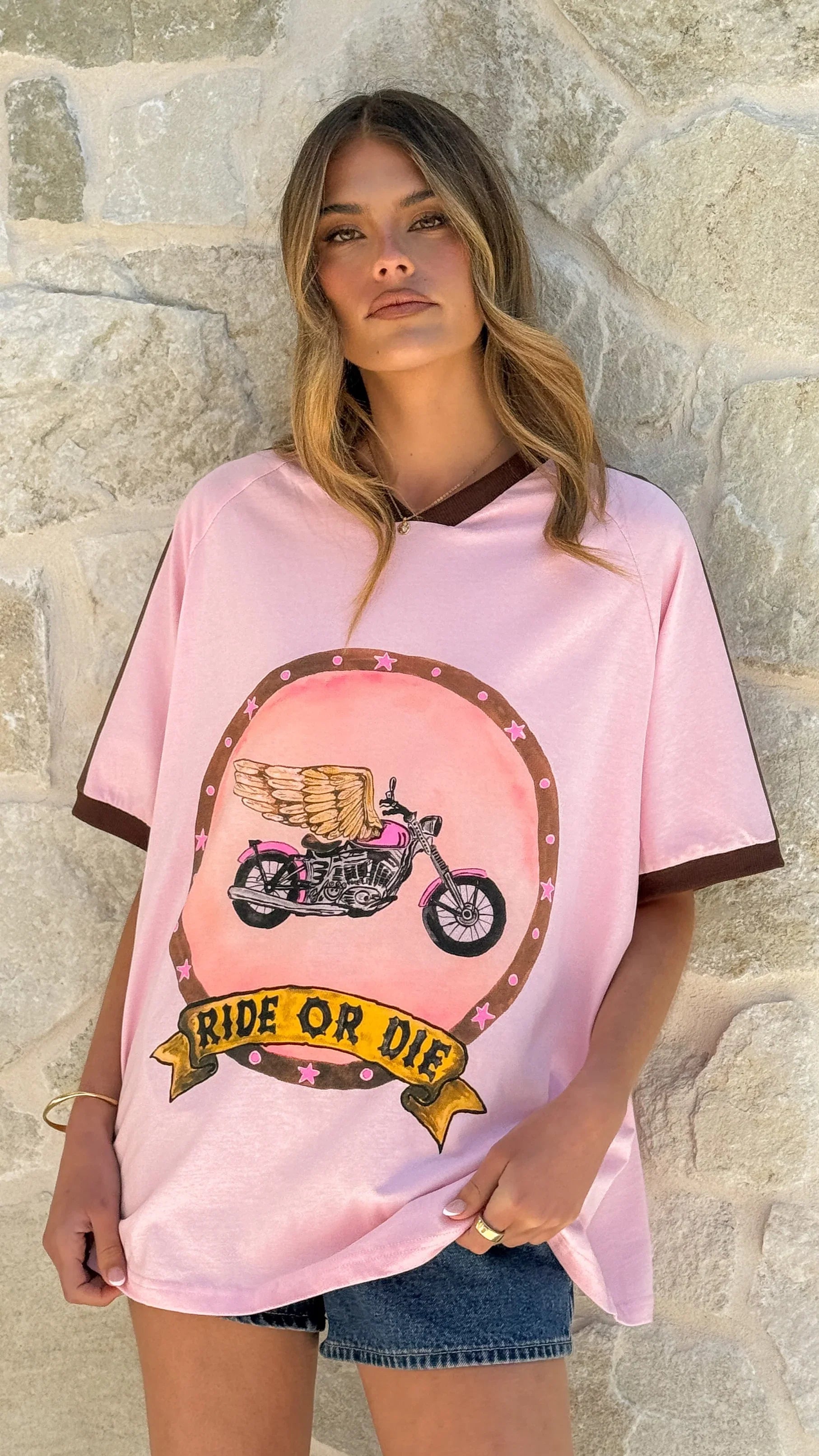 Avis Oversized Tee Ride or Die Print