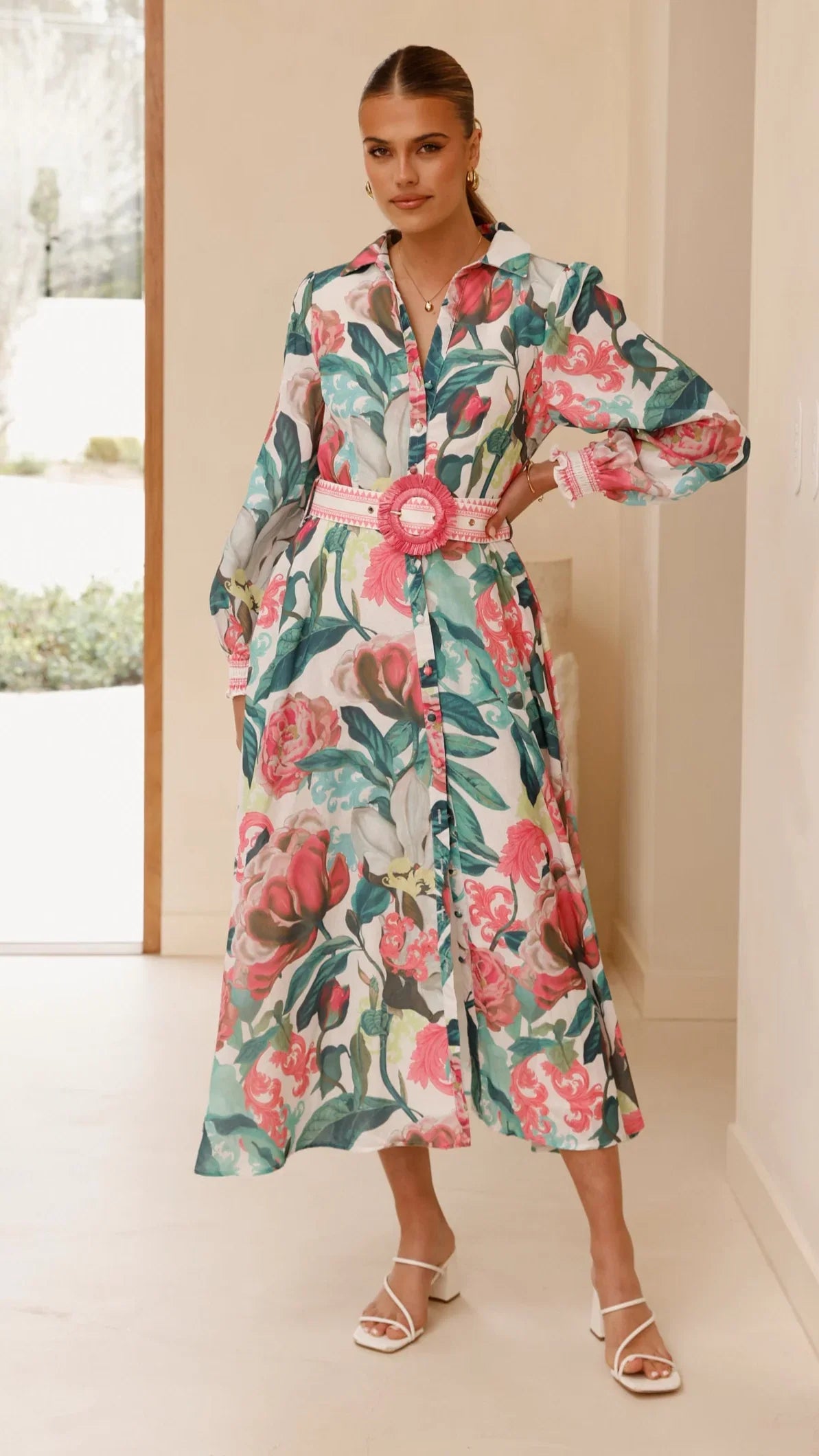 Aida Long Sleeve Maxi Dress Spritz Pink