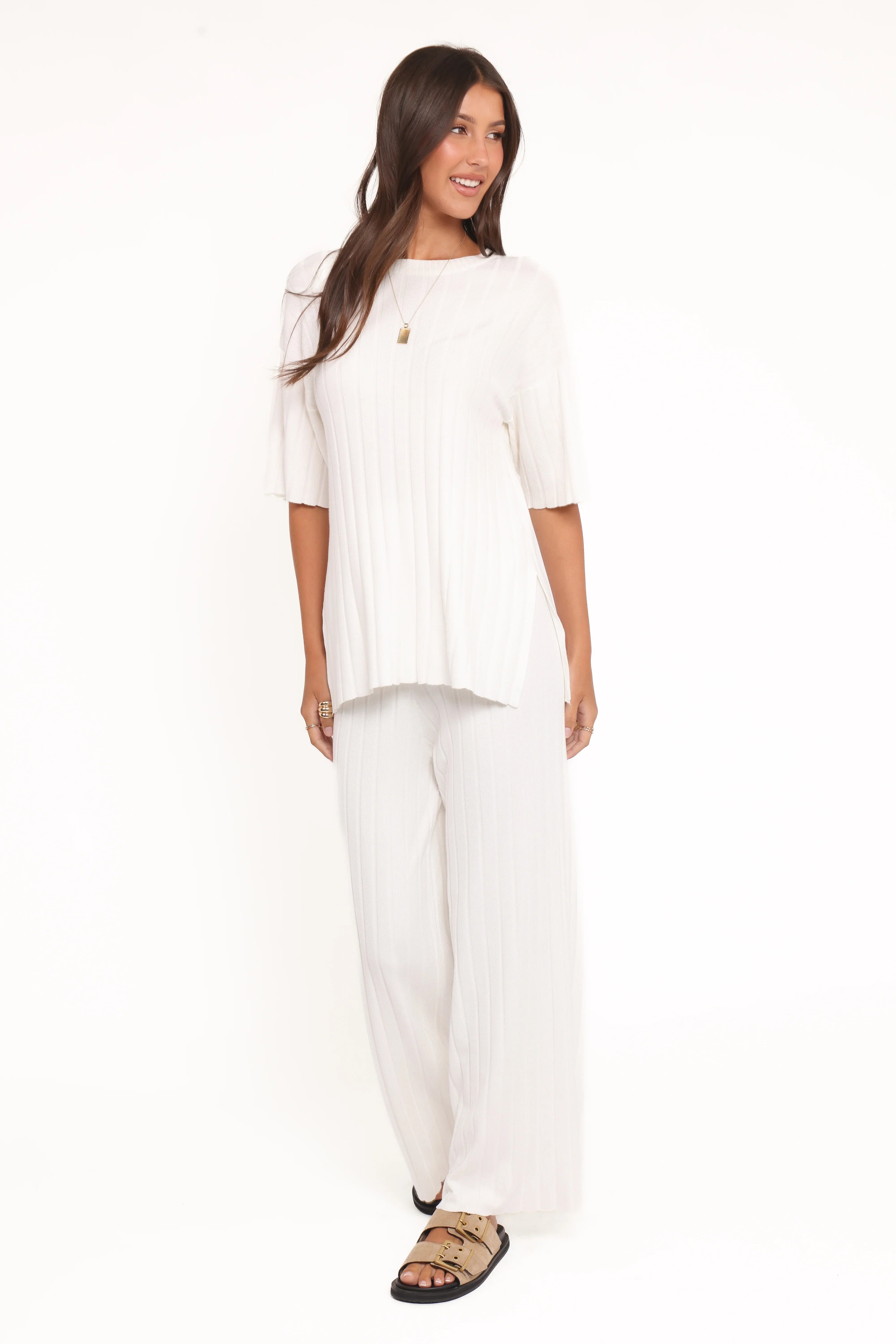 Alix Ribbed Knit Set Cream