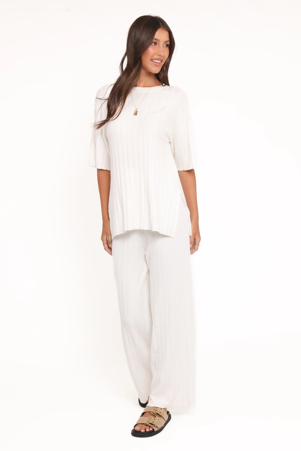 Alix Ribbed Knit Set Cream