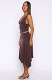 Tropic Drift Midi Skirt Chocolate