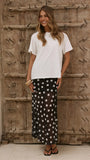 Onella Semi Sheer Maxi Skirt Black White Polka Dot