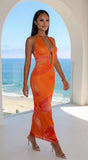 Azariya Floral Plunge Cutout Maxi Dress Orange