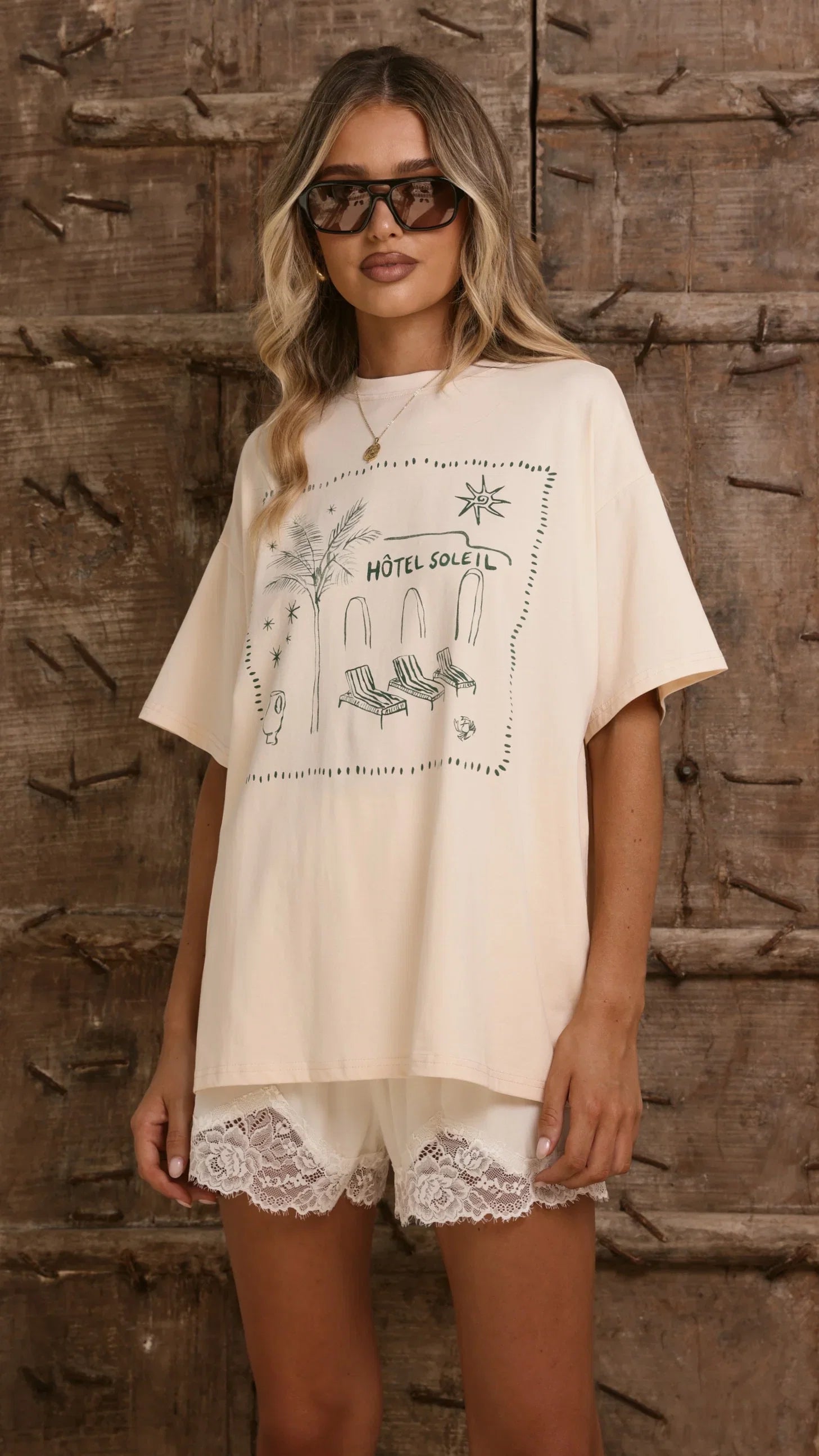 Hotel Soleil Oversized Tee Beige