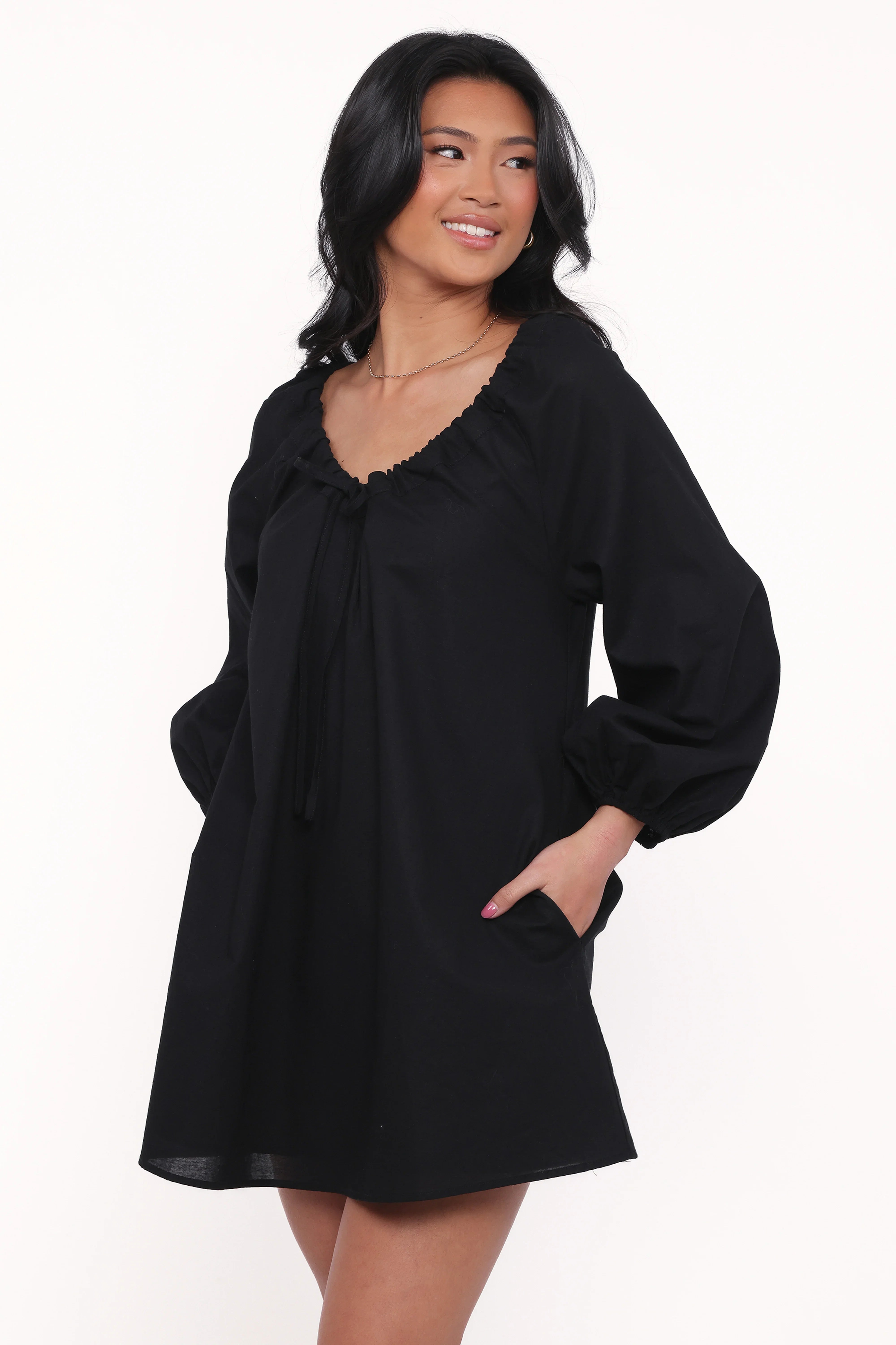 Walker Smock Mini Dress Black